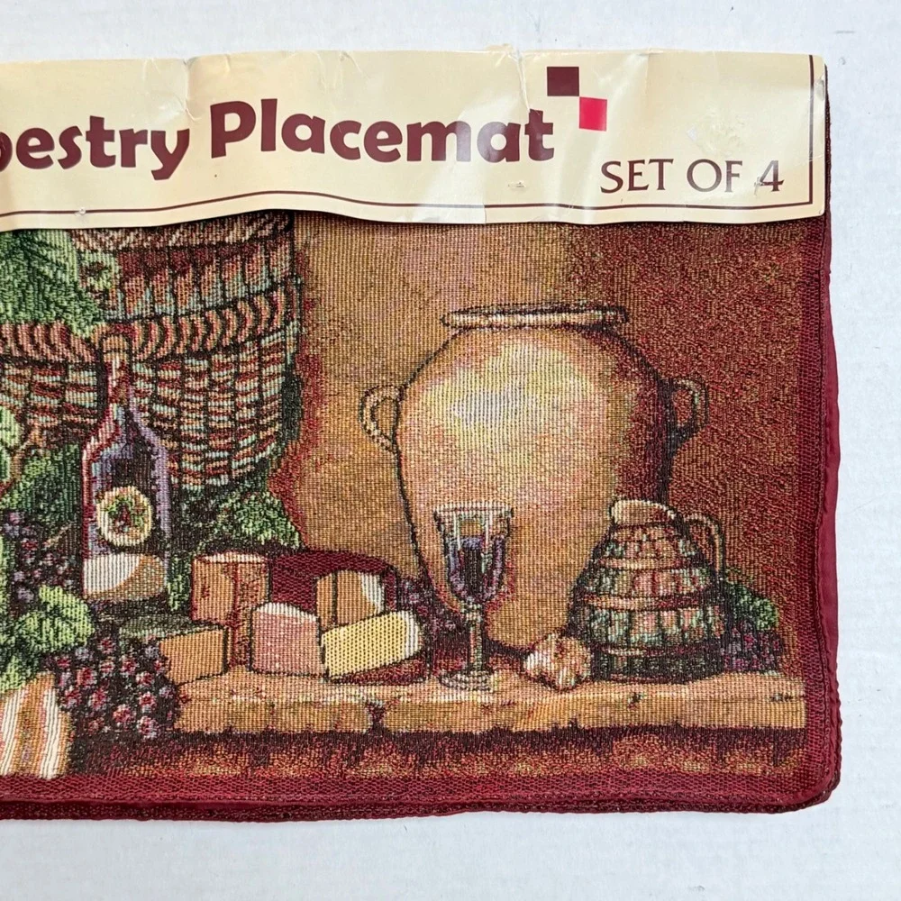 PP Home Collection Tapestry Placemat Burgundy Red 13x19 Cotton Blend New